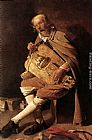 Gurdy Canvas Paintings - The Hurdy-Gurdy player